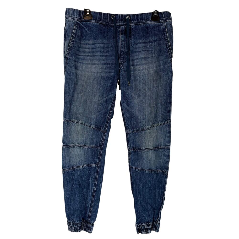 Express Jeans Jogger Jeans Womens 30 Blue Denim Drawstring Slash Pockets Classic